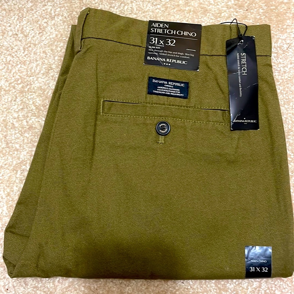 NWT Banana Republic Mens Aiden Slim Stretch Chino Pants RARE Pattern Color 31x32
